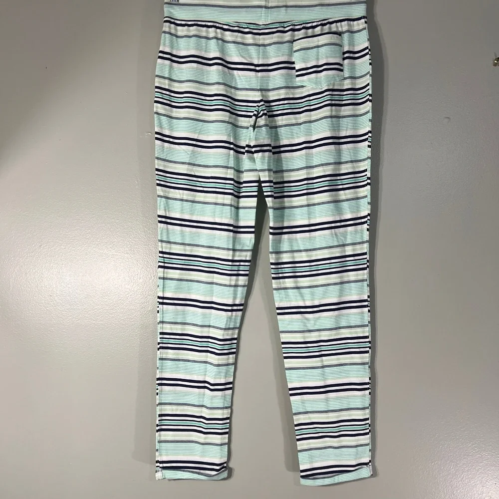 Jasmine & Ginger Womens Pajama Pants‎ Medium Green Navy Striped Cotton S62PJ300